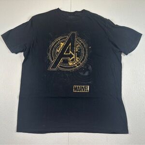 Marvel Avengers Endgame Gold Logo T Shirt Mens XL Black Graphic Tee